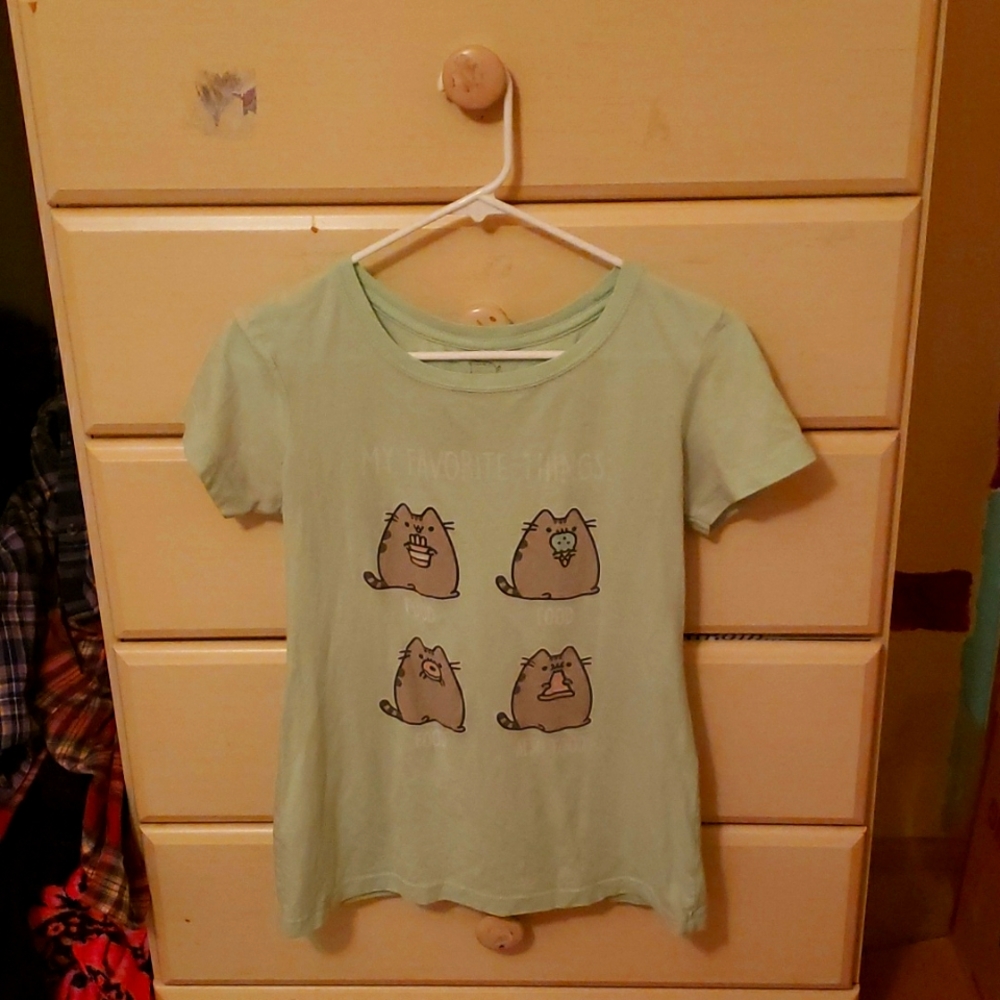 Pusheen Hot Topic "My Favorite Things" Graphic Tee, Mint Green